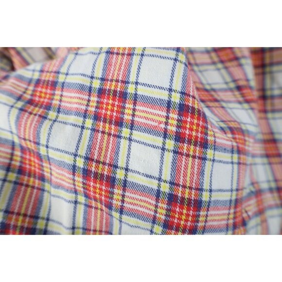 Vintage 70s Streetwear Mens Large Faded Flannel Collared Button Shirt Plaid - Picture 8 of 11